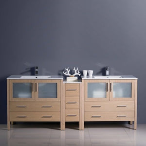 Fresca FCB62-361236WH-I Fresca Torino 84" White Modern Double Sink Bathroom Cabinets w/ Integrated Sinks