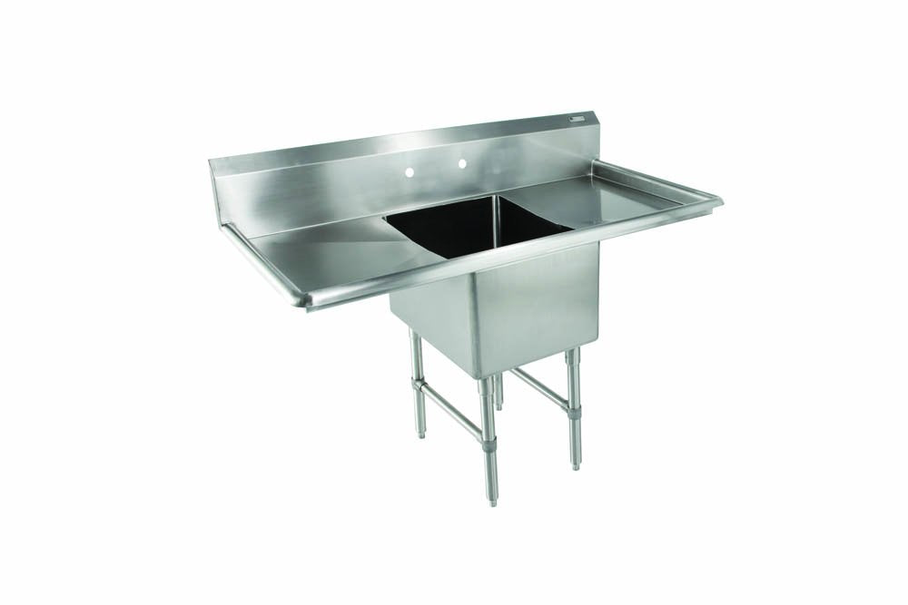 John Boos 1B18244-2D18 B Series 1 Compartment Stainless Steel Sink, 18" Left and Right Hand Drain Board, x 24" 14" Bowl
