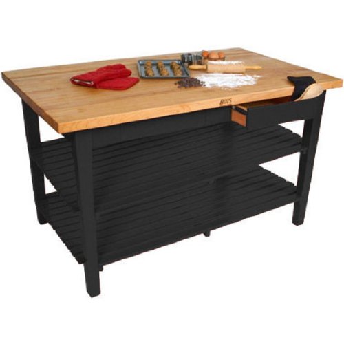 John Boos C3624-2S-BK 36W Classic Country 2 Shelf Work Table, Black