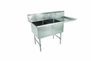 John Boos 2B184-1D18R B Series 2 Compartment Stainless Steel Sink, 18" Right Hand Drain Board, x 14" Bowl