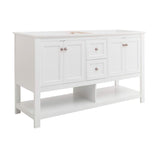 Fresca FCB2360WH-D Fresca Manchester 60" White Traditional Double Sink Bathroom Cabinet