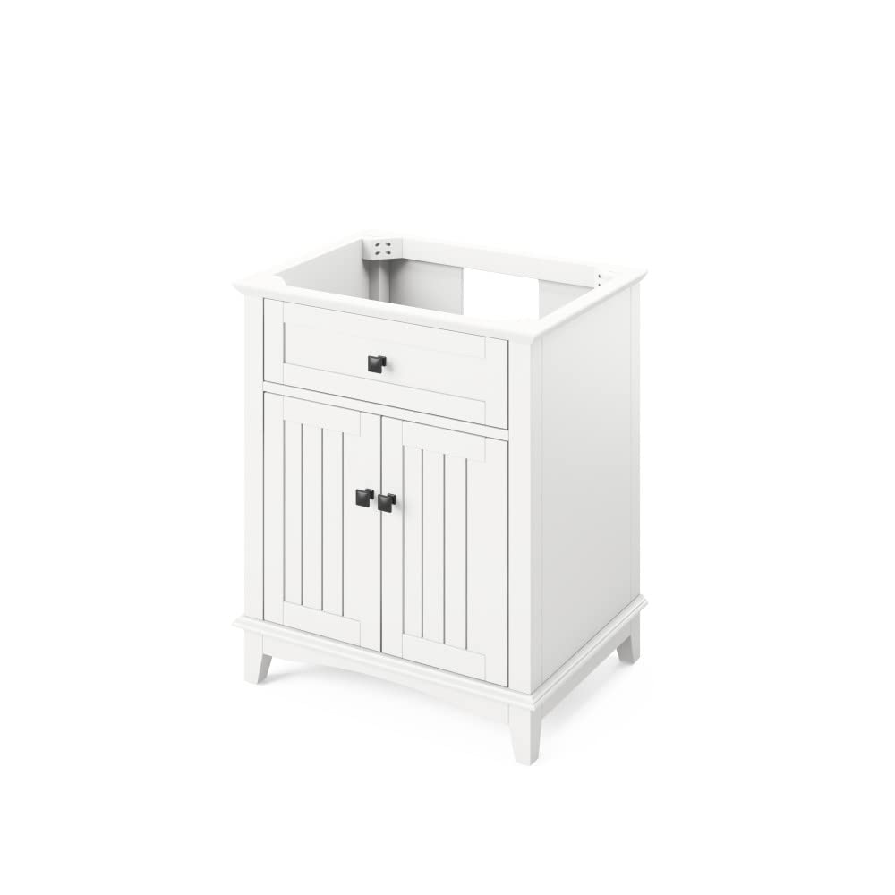 Jeffrey Alexander VKITSAV30WHBOR 30" White Savino Vanity, Boulder Cultured Marble Vanity Top, undermount rectangle bowl