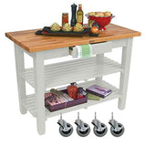 John Boos OC4825C-D-2S-AL Oak Table Block With 2 Shelves 1 Drawer, and Casters, 48" W x 25" D 35" H, Alabaster