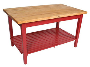 John Boos C3624-S-AL Classic Country Kitchen Work Table, 36" W X 24" D 35" H with 1.75" Thick Top, Cream Finish, Alabaster Painted Base
