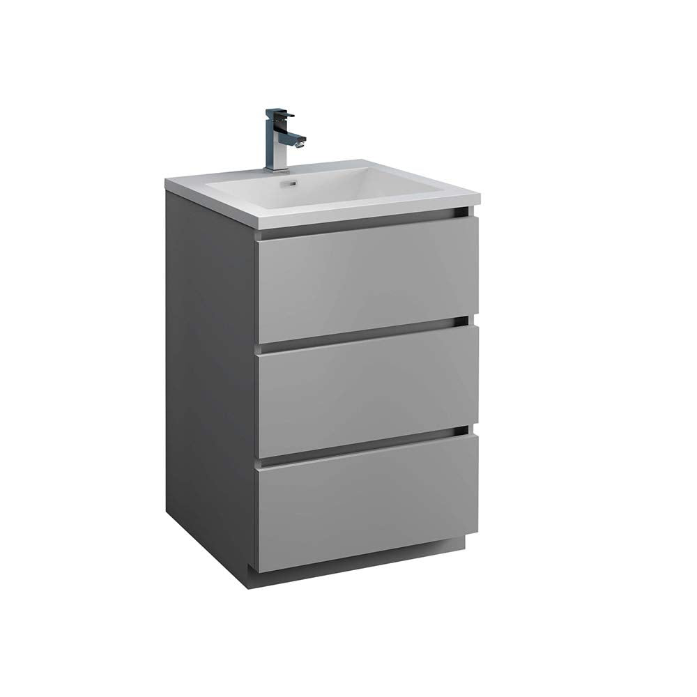 Fresca FCB9324GR-I Fresca Lazzaro 24" Gray Free Standing Modern Bathroom Cabinet w/ Integrated Sink