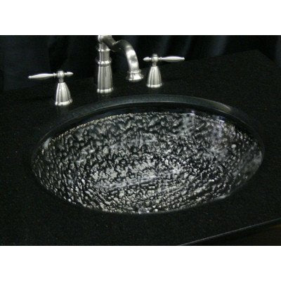 JSG Oceana Pebble Crystal Reflections Glass Drop‑In/Undermount Oval Sink (Showroom Display for Sale)
