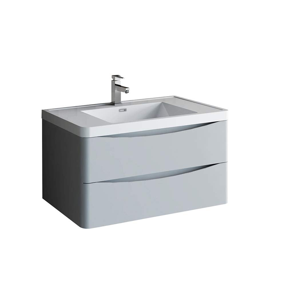 Fresca FCB9036GRG-I Fresca Tuscany 36" Glossy Gray Wall Hung Modern Bathroom Cabinet w/ Integrated Sink