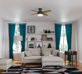 Hunter Fan Dempsey Low Profile Ceiling Fans with Lights and Remote, Flush Mount Ceiling Fan with Lights, Metal, Brushed Nickel Finish, 44 Inch LED