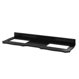 Jeffrey Alexander VKITCLA60NUBGR 60" Nutmeg Clairemont Vanity, double bowl, Clairemont-only Black Granite Vanity Top, two undermount rectangle bowls