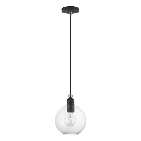 Downtown 1 Light Pendant in Black with Brushed Nickel (48972-04)
