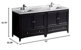 Fresca FCB20-3636ES-CWH-U Double Sink Cabinets with Sinks