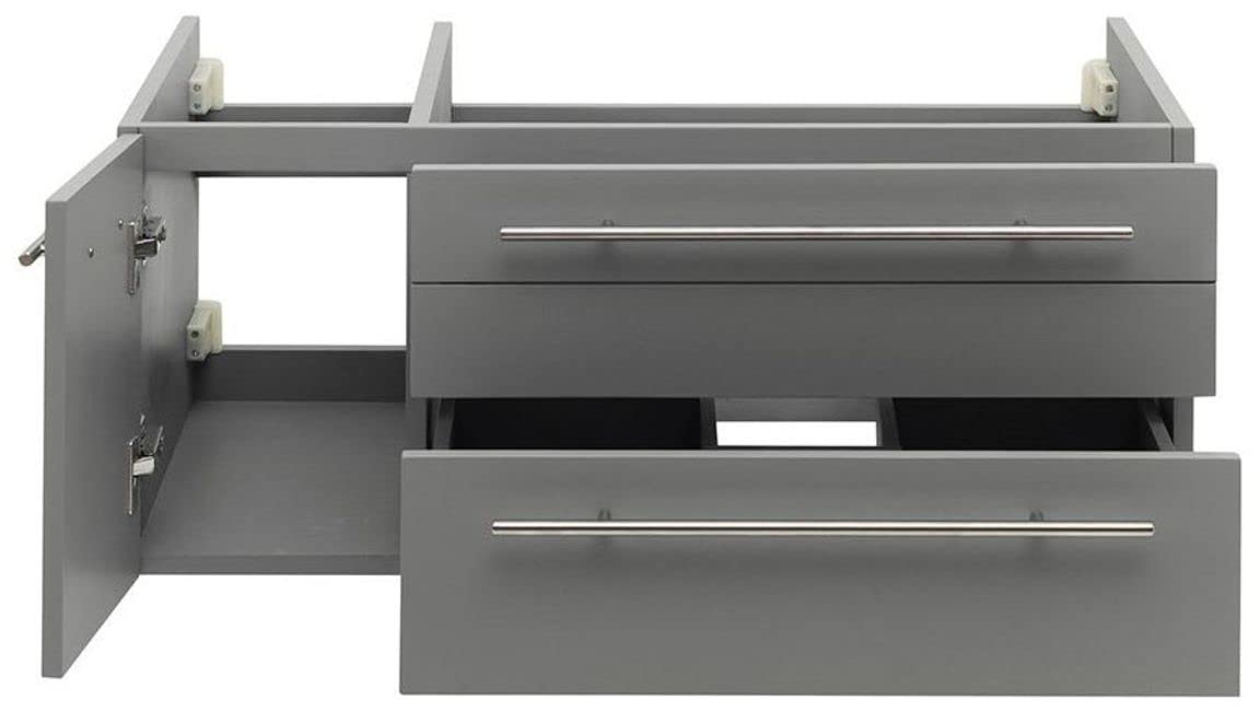 Fresca FCB6136WH-VSL-R Fresca Lucera 36" White Wall Hung Vessel Sink Modern Bathroom Cabinet - Right Version
