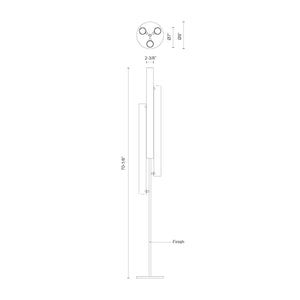 Kuzco FL70355-BK GRAMERCY 3 Head FL Black 120V Touch dimmer LED 3000K 90CRI 40W
