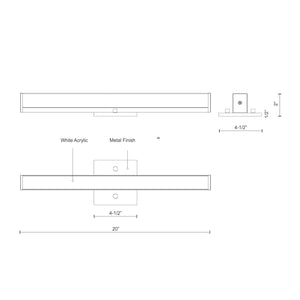 Kuzco VL6220-CH JANE-SLIM 20" VL Chrome 120V ELV LED 3000K 90CRI 21W