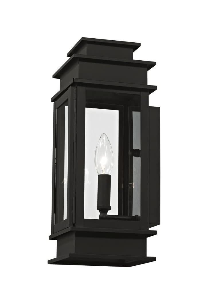 Livex Lighting 2013-01 Transitional One Light Outdoor Wall Lantern from Princeton Collection Finish, Antique Brass