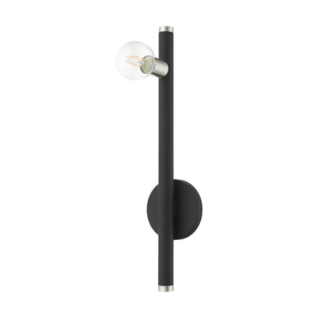 Livex Lighting Bannister 1 Light Wall Sconce Black Finish with Brushed Nickel Finish Accents, 5.13 x 22