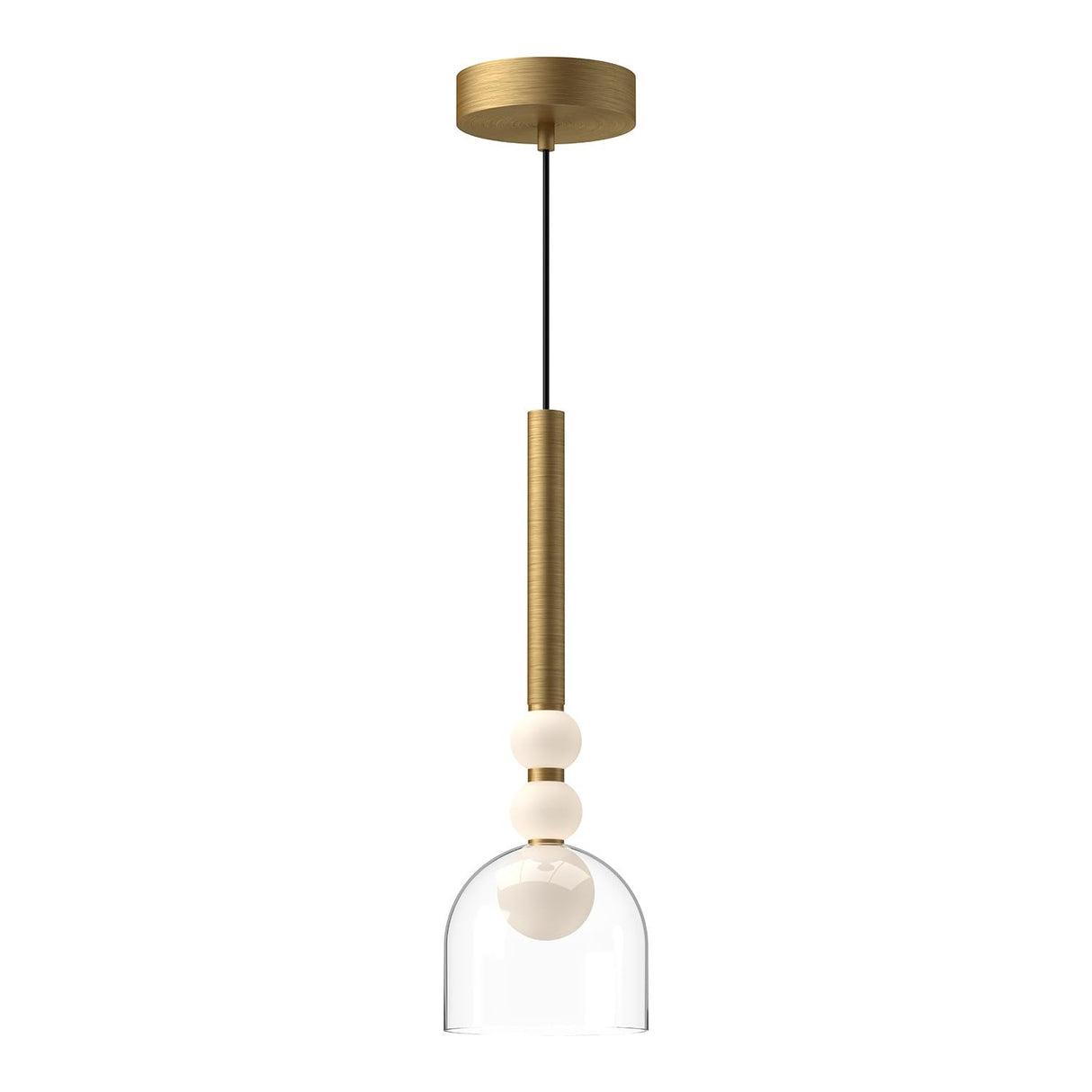 Kuzco PD30505-BG/CL RISE 6" PENDANT BRUSHED GOLD CLEAR GLASS 120" WIRE 120V TRIAC/ELV LED 3000K 90CRI 14W