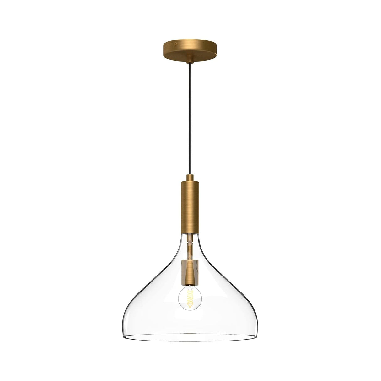 Alora PD532312AGCL BELLEVIEW 12" PD AGED BRASS CLEAR GLASS CORD 72 1X60W E26