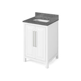 Jeffrey Alexander VKITCAD24WHBOR 24" White Cade Vanity, Boulder Cultured Marble Vanity Top, undermount rectangle bowl