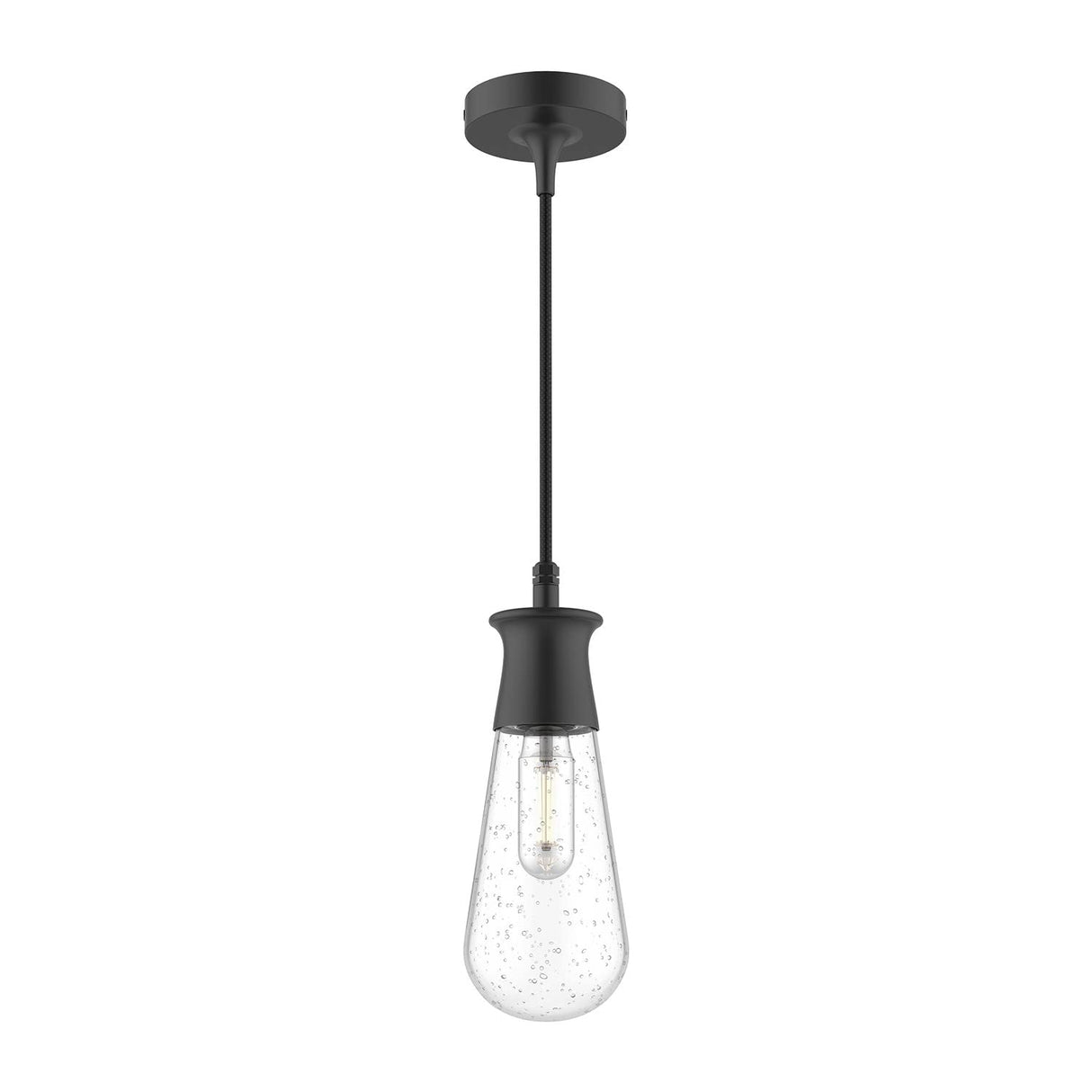 Alora EP464001BKCB MARCEL 4" EXTERIOR PENDANT TEXTURED BLACK CLEAR BUBBLE GLASS 72" WIRE E26 60W