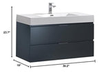 Fresca FCB8342GG-I Fresca Valencia 40" Dark Slate Gray Wall Hung Modern Bathroom Vanity