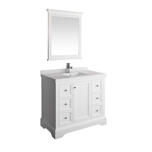 Fresca FVN2440WHM Fresca Windsor 40" Matte White Traditional Bathroom Vanity w/ Mirror