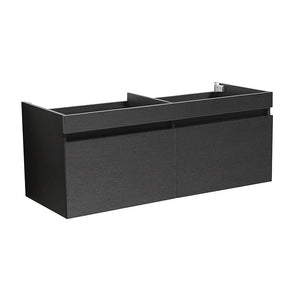 Fresca FCB8042BW Fresca Mezzo 60" Black Wall Hung Double Sink Modern Bathroom Cabinet