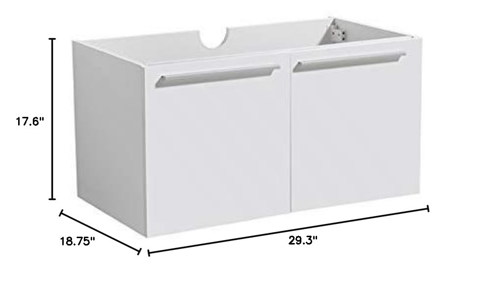 Fresca FCB8089WH Fresca Vista 30" White Wall Hung Modern Bathroom Cabinet