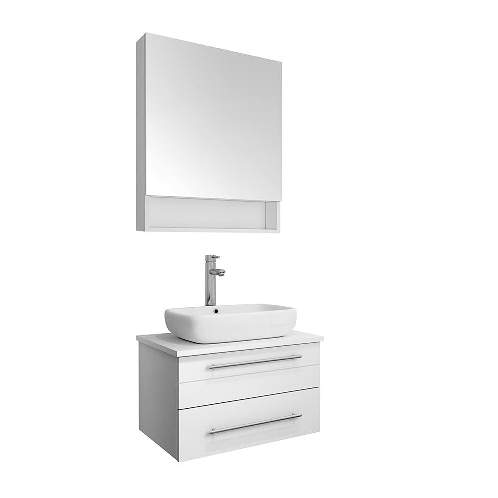 Fresca FVN6124GR-VSL Fresca Lucera 24" Gray Wall Hung Vessel Sink Modern Bathroom Vanity w/ Medicine Cabinet