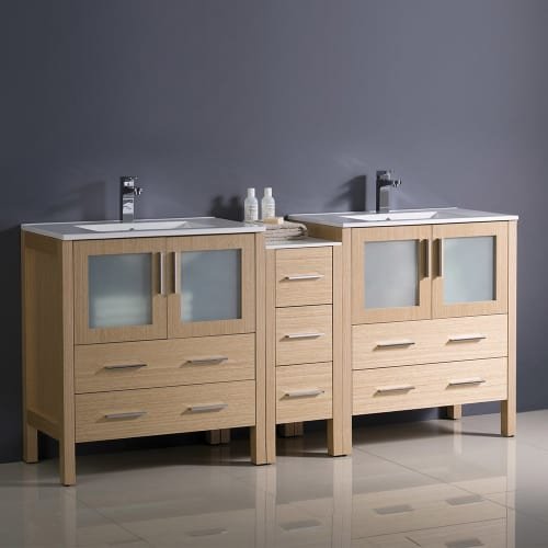Fresca FCB62-301230WH-I Fresca Torino 72" White Modern Double Sink Bathroom Cabinets w/ Integrated Sinks