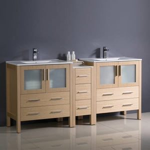 Fresca FCB62-301230WH-I Fresca Torino 72" White Modern Double Sink Bathroom Cabinets w/ Integrated Sinks