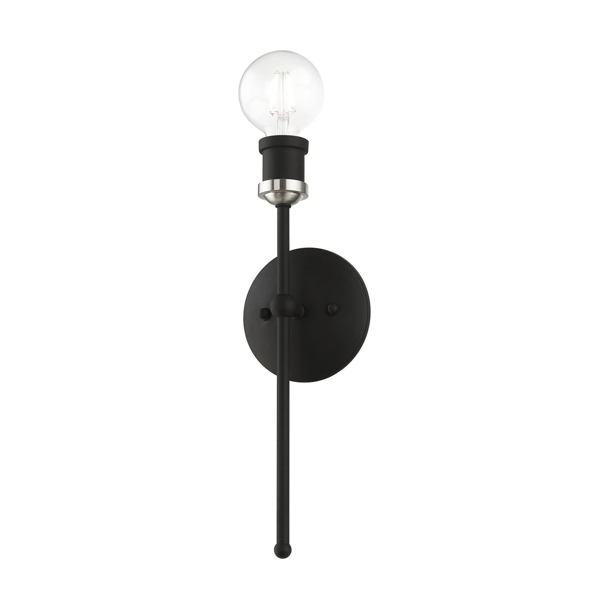 Livex Lighting 14421-04 Lansdale 1 Light ADA Single Sconce, Black with Brushed Nickel Accents