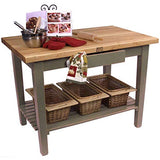 John Boos C4824C-S-UG Classic Country Worktable, 48" W x 24" D 35" H, with Casters and 1 Shelf, Useful Gray Stain