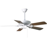 Matthews Fan AM-USA-WH-42 America 3-speed ceiling fan in gloss white finish with 42" white blades. Assembled in USA.