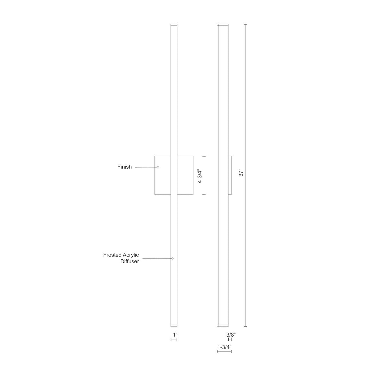 Kuzco WS10336-BN VEGA 36" WS Brushed Nickel 120V ELV LED 3000K 90CRI 26W
