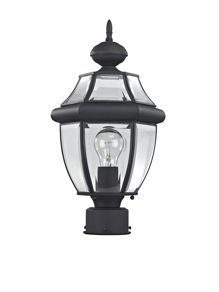Livex Lighting 2153-04 Outdoor Post with Clear Beveled Glass Shades, Black