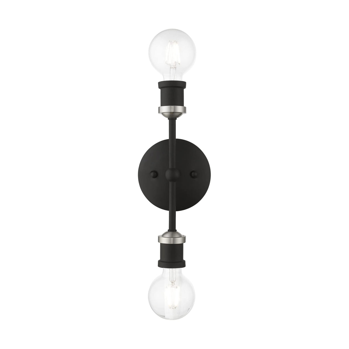 Livex Lighting 14422-04 Lansdale 2 Light ADA Vanity Sconce, Black with Brushed Nickel Accents