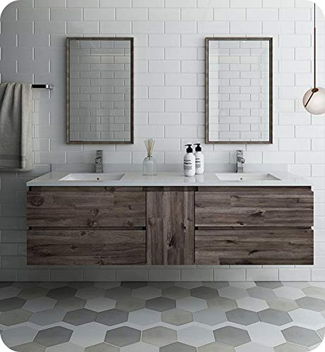 Fresca FVN31-301230ACA Fresca Formosa 72" Wall Hung Double Sink Modern Bathroom Vanity w/ Mirrors