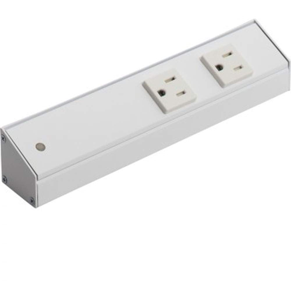 Task Lighting APT24-4W-P-WT 24" APT Series Slim Angle Power Strip, White Finish, White Receptacles