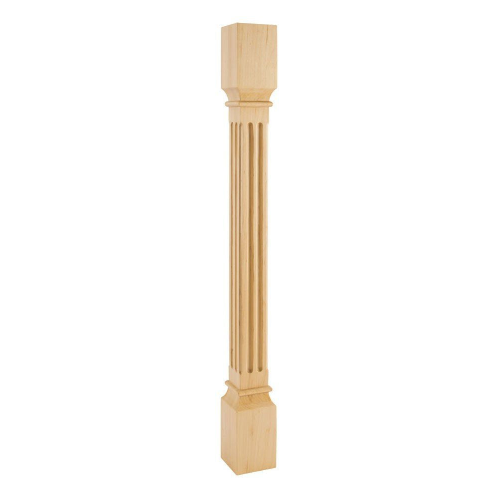 Hardware Resources P27-3.5-RW 3-1/2" W x 3-1/2" D x 35-1/2" H Rubberwood Fluted Post