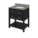 Jeffrey Alexander VKITADL30BKSGR 30" Black Adler Vanity, Steel Grey Cultured Marble Vanity Top, undermount rectangle bowl