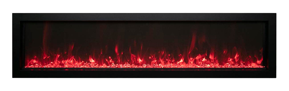 Amantii BI-40-XTRASLIM Panorama Xtraslim Full View Smart Electric  - 40" Indoor /Outdoor WiFi Enabled  Fireplace, featuring a MultiFunction Remote, Multi Speed Flame Motor, Glass Media & a Black Trim