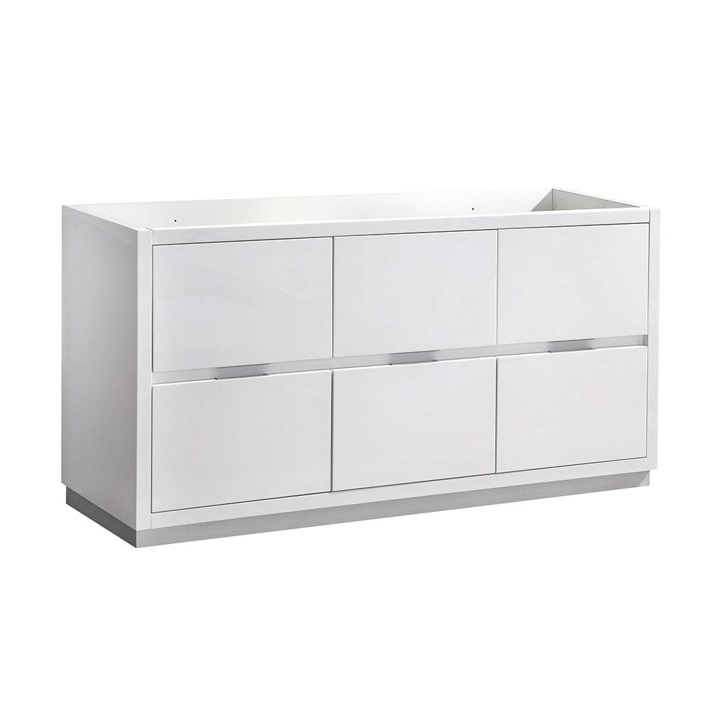 Fresca FCB8448WH-D Fresca Valencia 48" Glossy White Free Standing Double Sink Modern Bathroom Cabinet