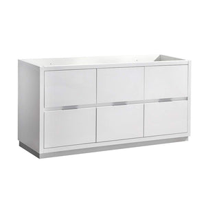 Fresca FCB8448WH-D Fresca Valencia 48" Glossy White Free Standing Double Sink Modern Bathroom Cabinet