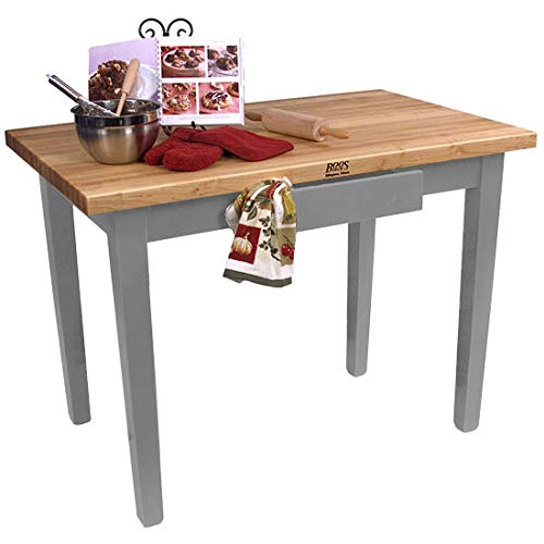 John Boos C6024C-2D-SG Classic Country Worktable, 60" W x 24" D 35" H, with Casters and 2 Drawers, Slate Gray