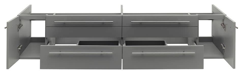 Fresca FCB6172GR-UNS Fresca Lucera 72" Gray Wall Hung Double Undermount Sink Modern Bathroom Cabinet