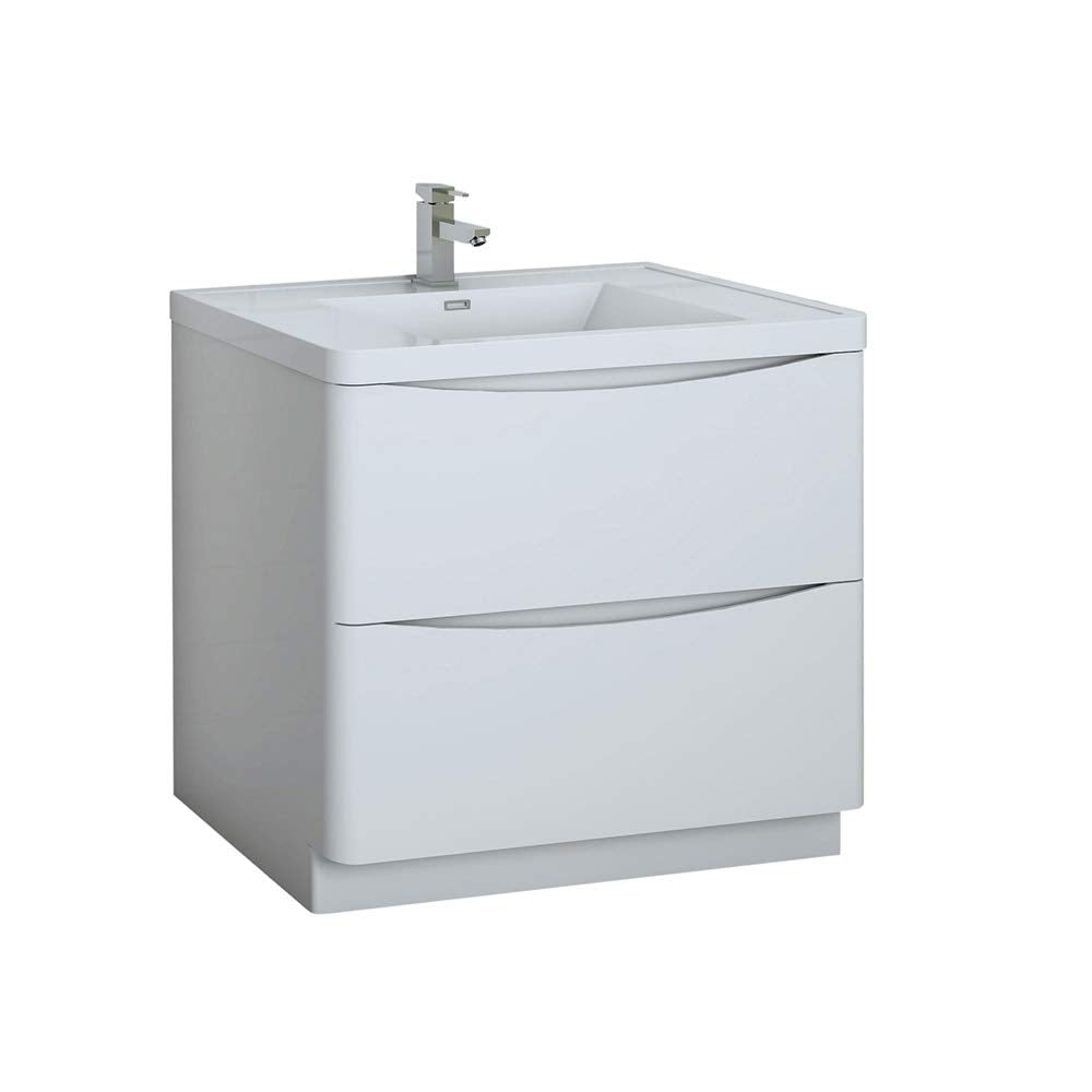 Fresca FCB9136WH-I Fresca Tuscany 36" Glossy White Free Standing Modern Bathroom Cabinet w/ Integrated Sink