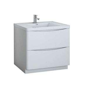 Fresca FCB9136WH-I Fresca Tuscany 36" Glossy White Free Standing Modern Bathroom Cabinet w/ Integrated Sink