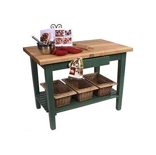 John Boos C3624-D-S-BN Rectangular Work Table (36 x 24 Barn Red w Drawer and Shelf)