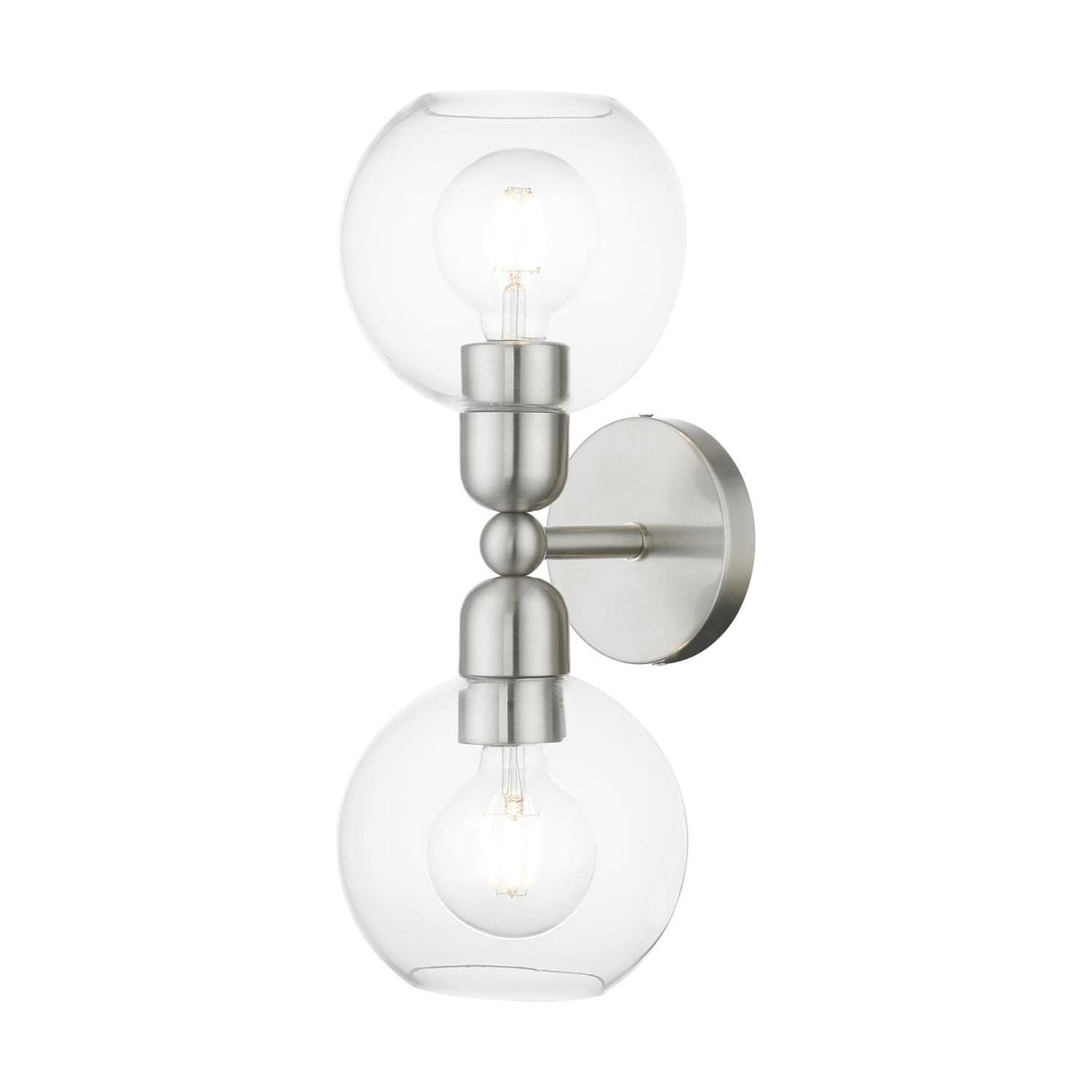 Livex Lighting 16972-91 Downtown 2 Light 7 inch Brushed Nickel Vanity Sconce Wall Light, Sphere